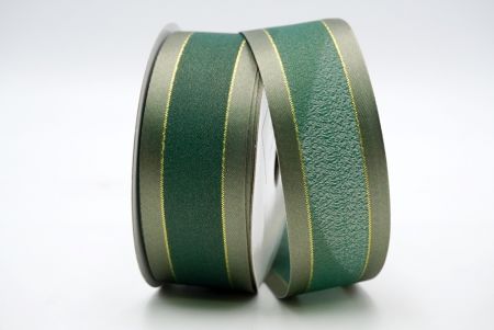 Зеленая и светло-зеленая двухцветная атласная лента с золотой подкладкой_K1773-505